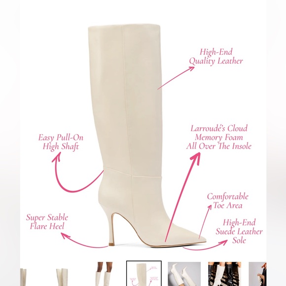 LARROUDE KATE BOOT IN IVORY LEATHER - Picture 3 of 5